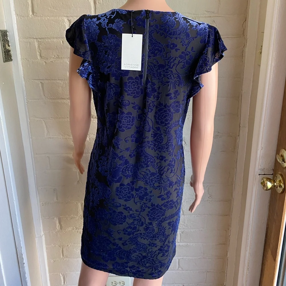 Adrienne Vittadini new w/ tags velvet navy blue & black floral dress size xs